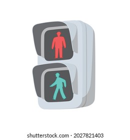 All on LED pedestrian traffic light. Vector illustration.