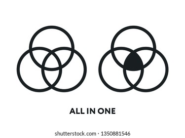 All In One. Multifunctional. Circle Ring Flat Line Vector Icon