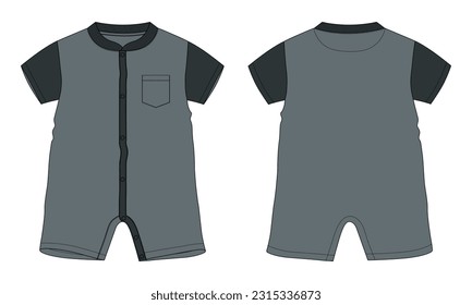 Todo con un solo enterizo traje de salto técnico dibujo plano dibujo plano modelo de ilustración vectorial para niños