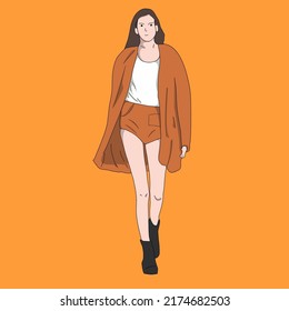todo de estilo anaranjado. ropa naranja. fondo naranja. la modelo está usando camisas anaranjadas. 