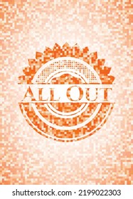 Das gesamte abstrakte orangefarbene Mosaik-Emblem von Out auf Hintergrund 