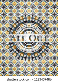 All Out arabic emblem. Arabesque decoration.