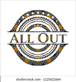 All Out arabic emblem. Arabesque decoration.