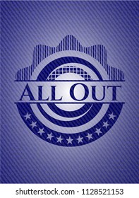 All Out badge with jean texture