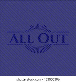 Emblema All Out con fondo de alta calidad de denim