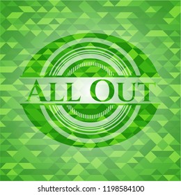 All Out green mosaic emblem