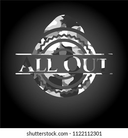 All Out on grey camo texture