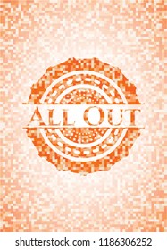 All Out orange mosaic emblem with background