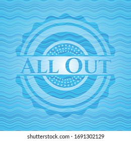 All Out water wave style emblem. Vector Illustration. Detailed.