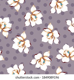 all over brown vector flowers pattern on grey retro background
