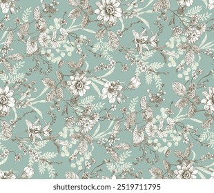 ALL OVER DESIGN . FLOWER ALL OVER. digital printing textile pattern wallpaper colorful flower with watercolor background