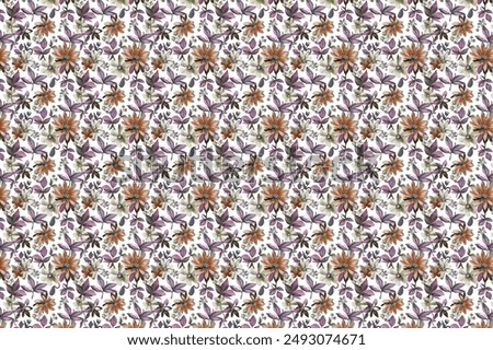 ALL OVER DESIGN . FLOWER ALL OVER. digital printing textile pattern wallpaper colorful flower with watercolor background-illustration