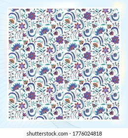 All over fabric print, textile fabric color pattern all over print.