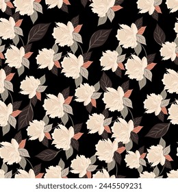 all over floral flowers bunches pattern on navy background