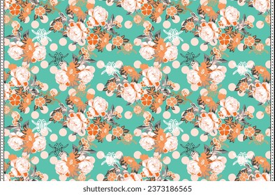 all over floral pattern new style unique flower creative effect art with blur wave texture endless repeat for digital machin print design cover saree, suit kurti parda chader high clarity sharp image