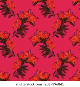 All Over Floral Pattern Vector flower seamless pattern. 3D elements with shadows. Elegant texture for backgrounds. Vector illustration