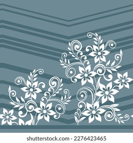 all over flower border vector flower pattern on blue background