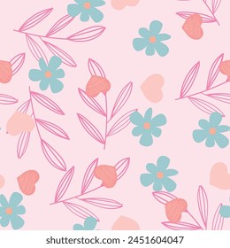 All Over Flower Digital Printed pattern Digital textile design hand draw motifs beautiful flowers abstract geometric seamless patterns.