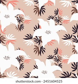 All Over Flower Digital Gedrucktes Muster Digitales Textildesign Handzeichnung Motive Schöne Blumen Abstrakte geometrische nahtlose Muster.