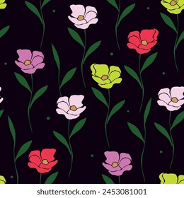 All Over Flower Digital Printed pattern Digital textile design hand draw motifs beautiful flowers abstract geometric seamless patterns.