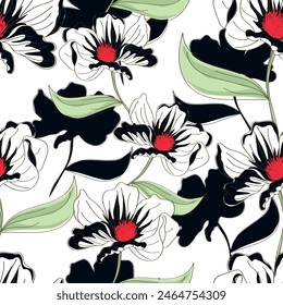All Over Flower Digital Printed pattern Digital textile design hand draw motifs beautiful flowers abstract geometric seamless patterns.