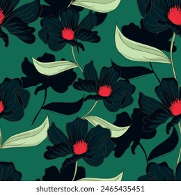 All Over Flower Digital Printed pattern Digital textile design hand draw motifs beautiful flowers abstract geometric seamless patterns.