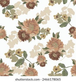 All Over Flower Digital Printed pattern Digital textile design hand draw motifs beautiful flowers abstract geometric seamless patterns.