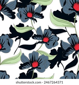 All Over Flower Digital Printed pattern Digital textile design hand draw motifs beautiful flowers abstract geometric seamless patterns.