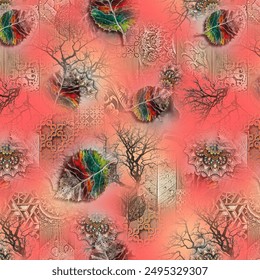 All Over Flower Pattern Beautiful digital textile colorful abstract floral leafs all over p Pakistani Digital Print Design
