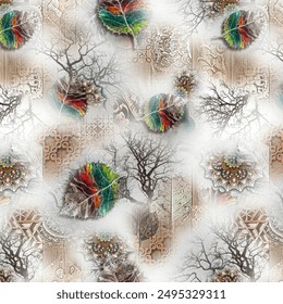 All Over Flower Pattern Beautiful digital textile colorful abstract floral leafs all over p Pakistani Digital Print Design
