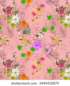 All Over Flower Pattern Pakistani Digital Print Design