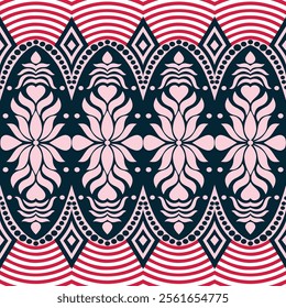 all over geometrical border vector paisley pattern on navy
