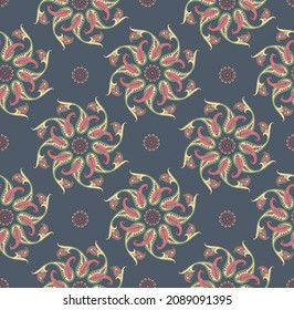all over geometrical vector paisley pattern on grey background