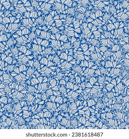 all over grey seamless vector leaves pattern on blue background