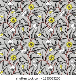 all over grey stock vector flower pattern on grey background