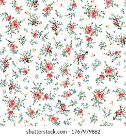 en todas partes de flores vectoriales pequeñas naranjas y azules