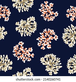 todo sobre naranja y crema sin costura floral de flores vectoriales en fondo marino