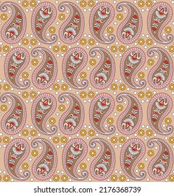 all over paisley pattern with Moghul flower on brown background