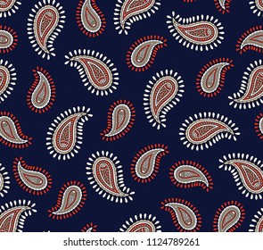 all over paisley pattern on navy background