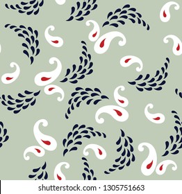all over paisley seamless pattern on grey background