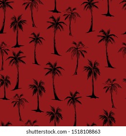 all over palm tree pattern on red background