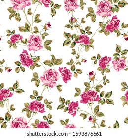 all over pink vector flowers pattern of white