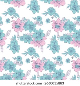 All over print design color matching illustration Nice wark Digital flower