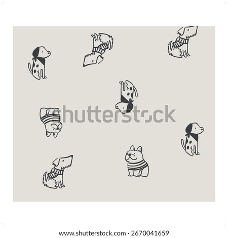 ALL OVER PRINT DOG DESIGN IN BLACK AND WHITE