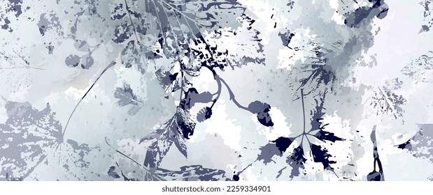 All Over Print. Neutral Tree Leaf Seamless Pattern. Leaves Trees, Shrubs Stamp Effect. Texture Spots Watercolor Overlay. Transparency Wallpaper Rustic Modern Design. Fancy Delicate Fabric Textile.