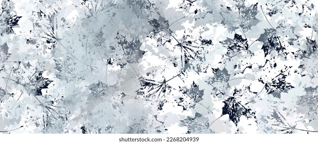All Over Print. Neutral Tree Leaf Seamless Pattern. Leaves Trees, Shrubs Stamp Effect. Texture Spots Watercolor Overlay. Transparency Wallpaper Rustic Modern Design. Fancy Delicate Fabric Textile.