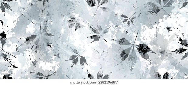 All Over Print. Neutral Tree Leaf Seamless Pattern. Leaves Trees, Shrubs Stamp Effect. Texture Spots Watercolor Overlay. Transparency Wallpaper Rustic Modern Design. Fancy Delicate Fabric Textile.