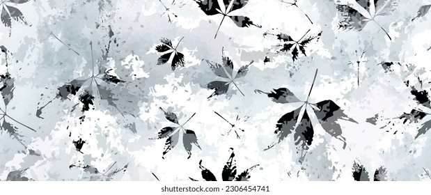 Todo Impresión. Patrón de hoja de árbol neutro sin soldadura. Sale Árboles, Efecto Sello de arbustos. Superposición de color de agua de los puntos de textura. Fondo de escritorio de transparencia Diseño Rústico Moderno. Tejido Delicado De Fino.