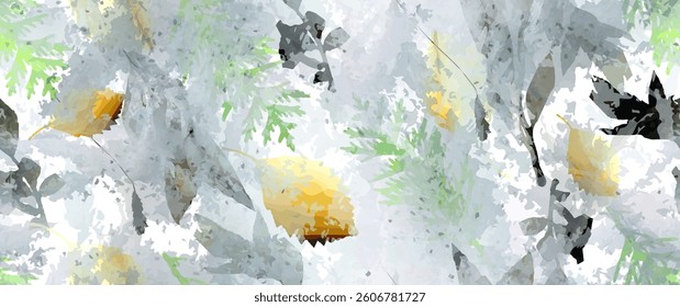 All Over Print. Neutral Tree Leaf Seamless Pattern. Leaves Trees, Shrubs Stamp Effect. Texture Spots Watercolor Overlay. Transparency Wallpaper Rustic Modern Design. Fancy Delicate Fabric Textile.