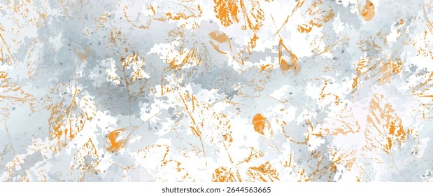 All Over Print. Neutral Tree Leaf Seamless Pattern. Leaves Trees, Shrubs Stamp Effect. Texture Spots Watercolor Overlay. Transparency Wallpaper Rustic Modern Design. Fancy Delicate Fabric Textile.